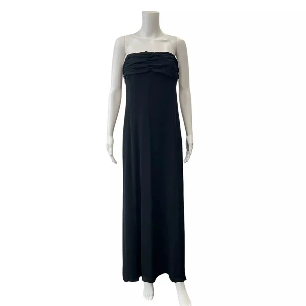 Armani Collezini Black Ruched Strapless Maxi Open Back Dress - Picture 3 of 12